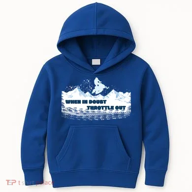 When In Doubt Throttle Out Snowmobiling Kids Hoodie