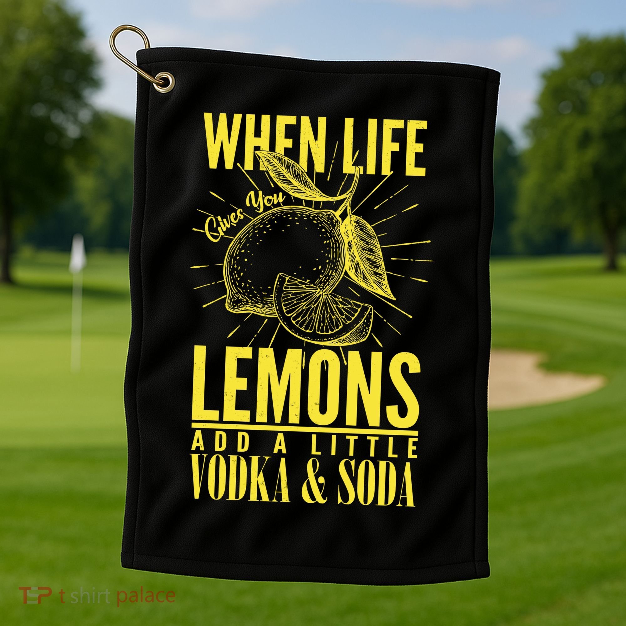 When Life Gives You Lemons Add Vodka and Soda Golf Towel