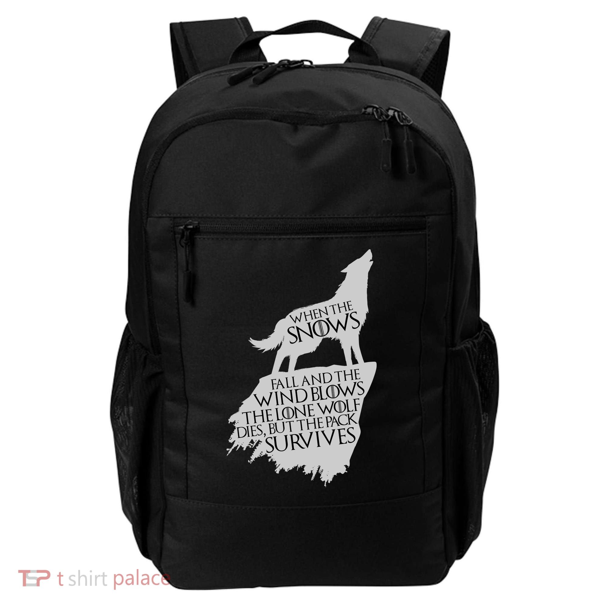 When The Snows Fall The Lone Wolf Dies, But the Pack Survives Backpack