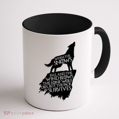 When The Snows Fall The Lone Wolf Dies, But the Pack Survives Coffee Mug back