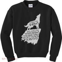 When The Snows Fall The Lone Wolf Dies, But the Pack Survives Kids Sweatshirt thumb 0