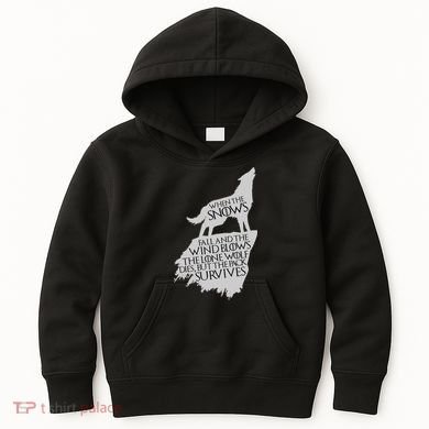 When The Snows Fall The Lone Wolf Dies, But the Pack Survives Kids Hoodie