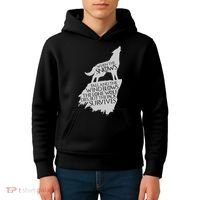When The Snows Fall The Lone Wolf Dies, But the Pack Survives Kids Hoodie thumb 4