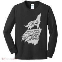 When The Snows Fall The Lone Wolf Dies, But the Pack Survives Kids Long Sleeve Shirt thumb 0