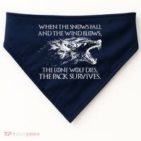 When The Snows Fall The Lone Wolf Dies But the Pack Survives Logo USA-Made Doggie Bandana thumb 0