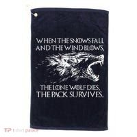 When The Snows Fall The Lone Wolf Dies But the Pack Survives Logo Golf Towel thumb 0