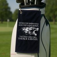 When The Snows Fall The Lone Wolf Dies But the Pack Survives Logo Golf Towel thumb 2