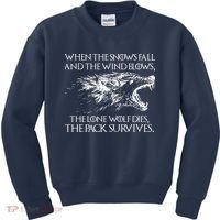When The Snows Fall The Lone Wolf Dies But the Pack Survives Logo Kids Sweatshirt thumb 0