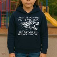 When The Snows Fall The Lone Wolf Dies But the Pack Survives Logo Kids Hoodie thumb 3