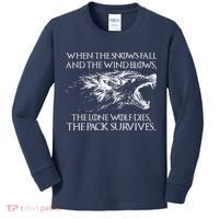 When The Snows Fall The Lone Wolf Dies But the Pack Survives Logo Kids Long Sleeve Shirt thumb 0