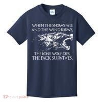 When The Snows Fall The Lone Wolf Dies But the Pack Survives Logo Kids T-Shirt thumb 0
