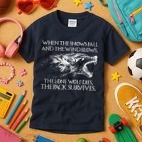 When The Snows Fall The Lone Wolf Dies But the Pack Survives Logo Kids T-Shirt thumb 3