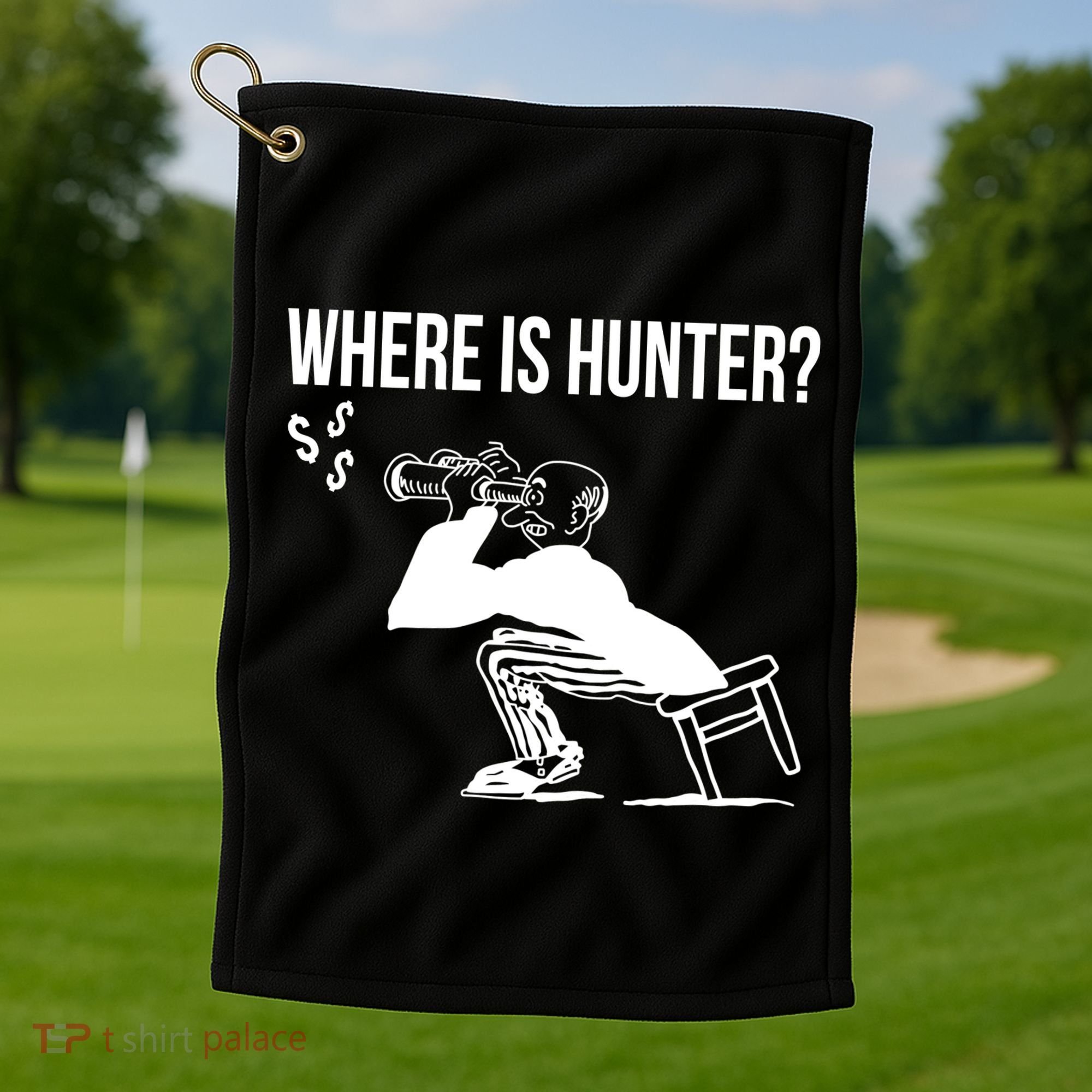 Where Is Hunter Political Humor Pro Trump Golf Towel