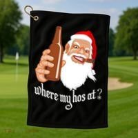 Where My Hos At? Christmas Golf Towel thumb 1