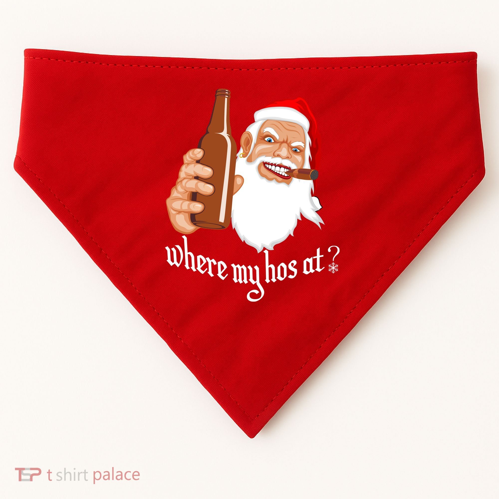 Where My Hos At? Christmas USA-Made Doggie Bandana