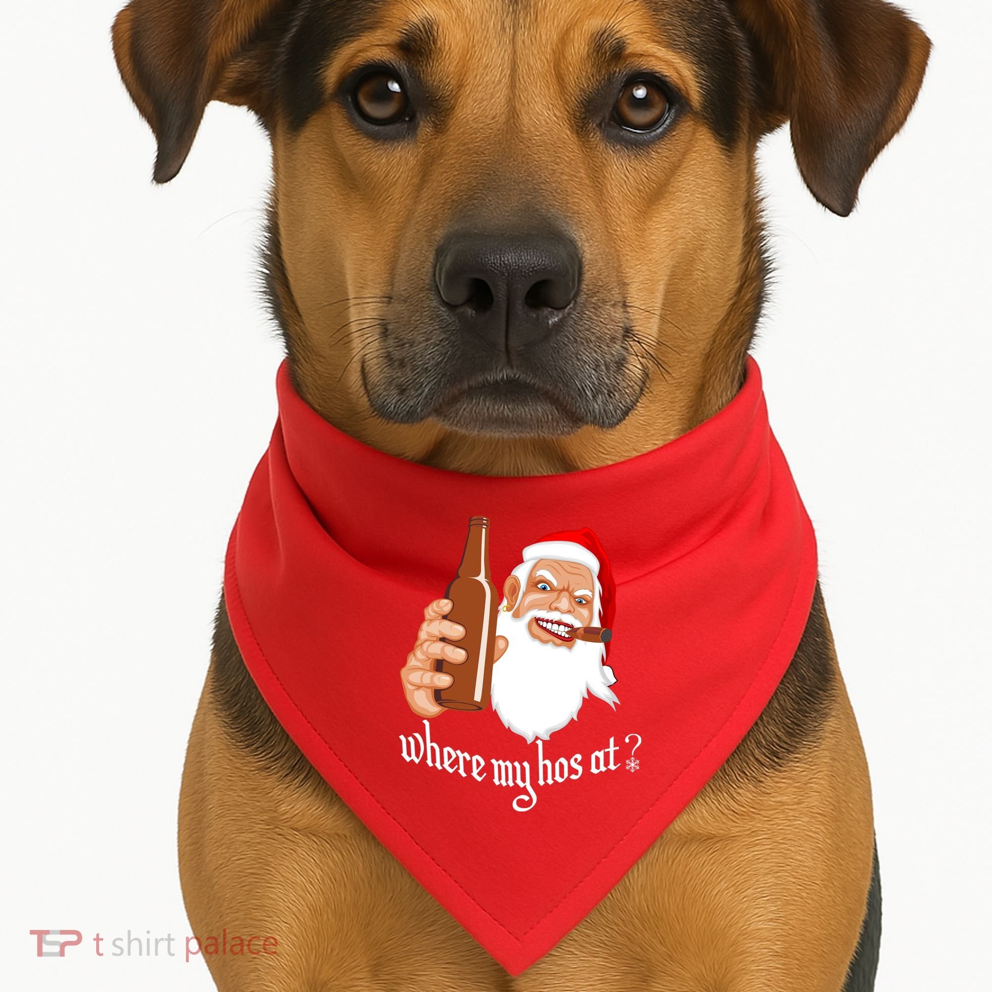 Where My Hos At? Christmas USA-Made Doggie Bandana