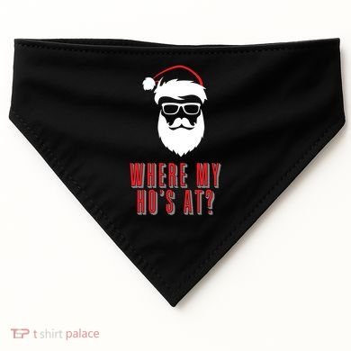 Where My Ho's At? Funny Xmas USA-Made Doggie Bandana