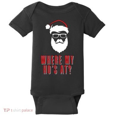 Where My Ho's At? Funny Xmas Baby Bodysuit