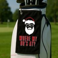 Where My Ho's At? Funny Xmas Golf Towel thumb 2
