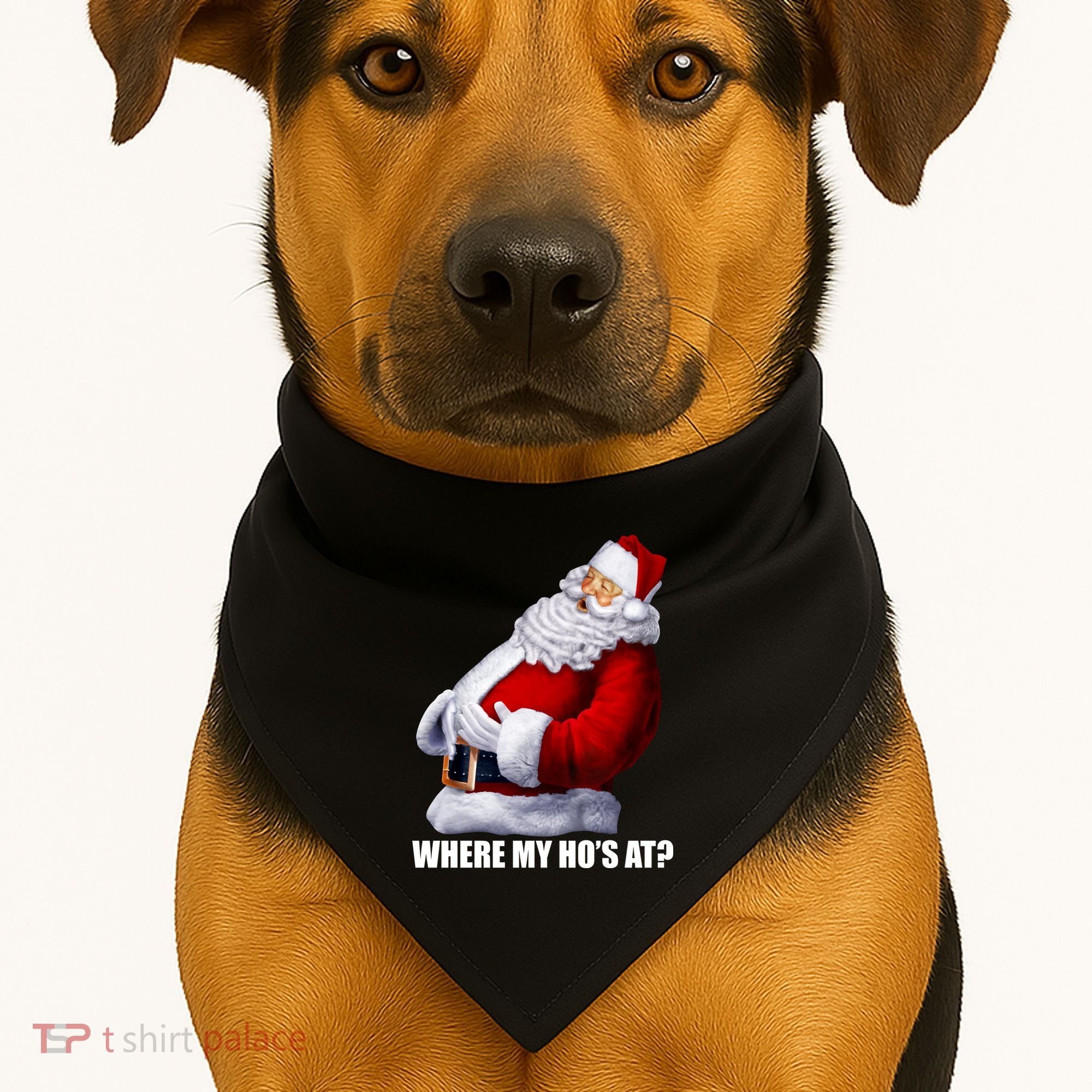 Where My Ho's At? Santa Quote USA-Made Doggie Bandana