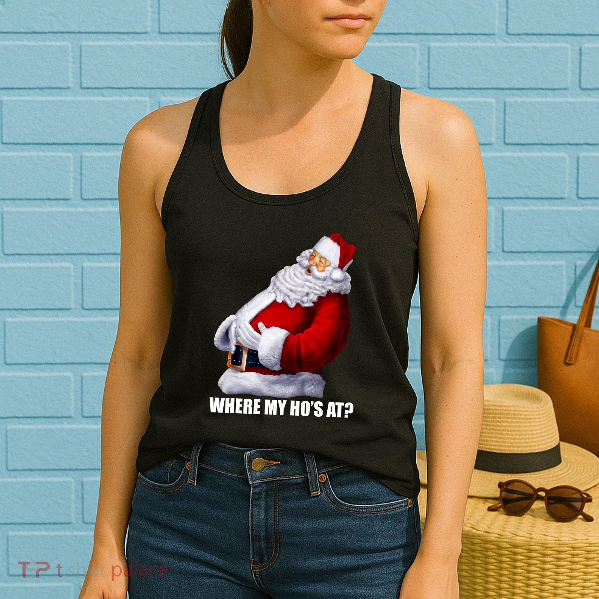 Where My Ho's At? Santa Quote Women's Tank Top
