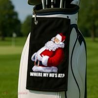 Where My Ho's At? Santa Quote Golf Towel thumb 2