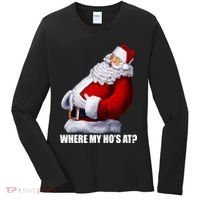 Where My Ho's At? Santa Quote Women's Long Sleeve Shirt thumb 0