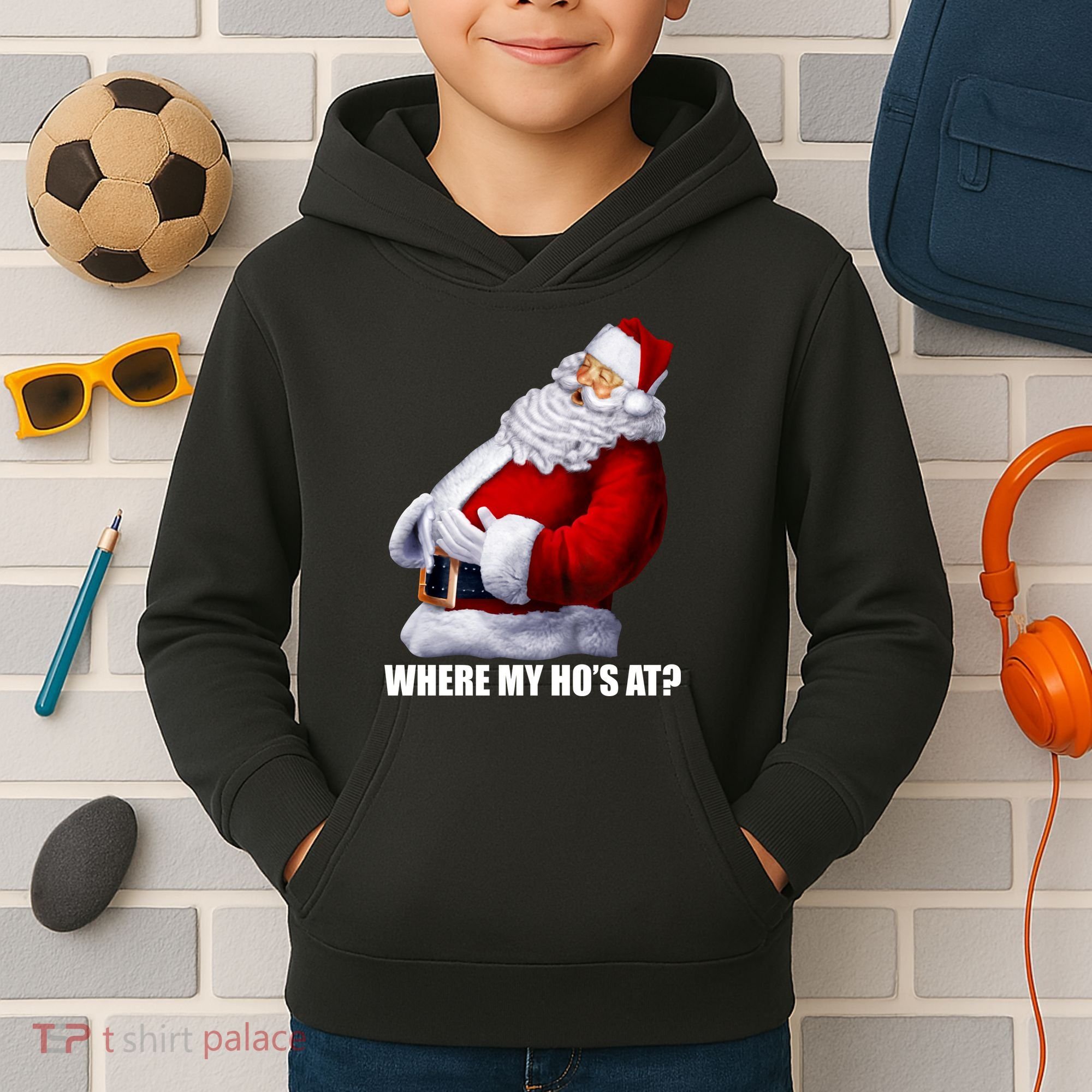 Where My Ho's At? Santa Quote Kids Hoodie