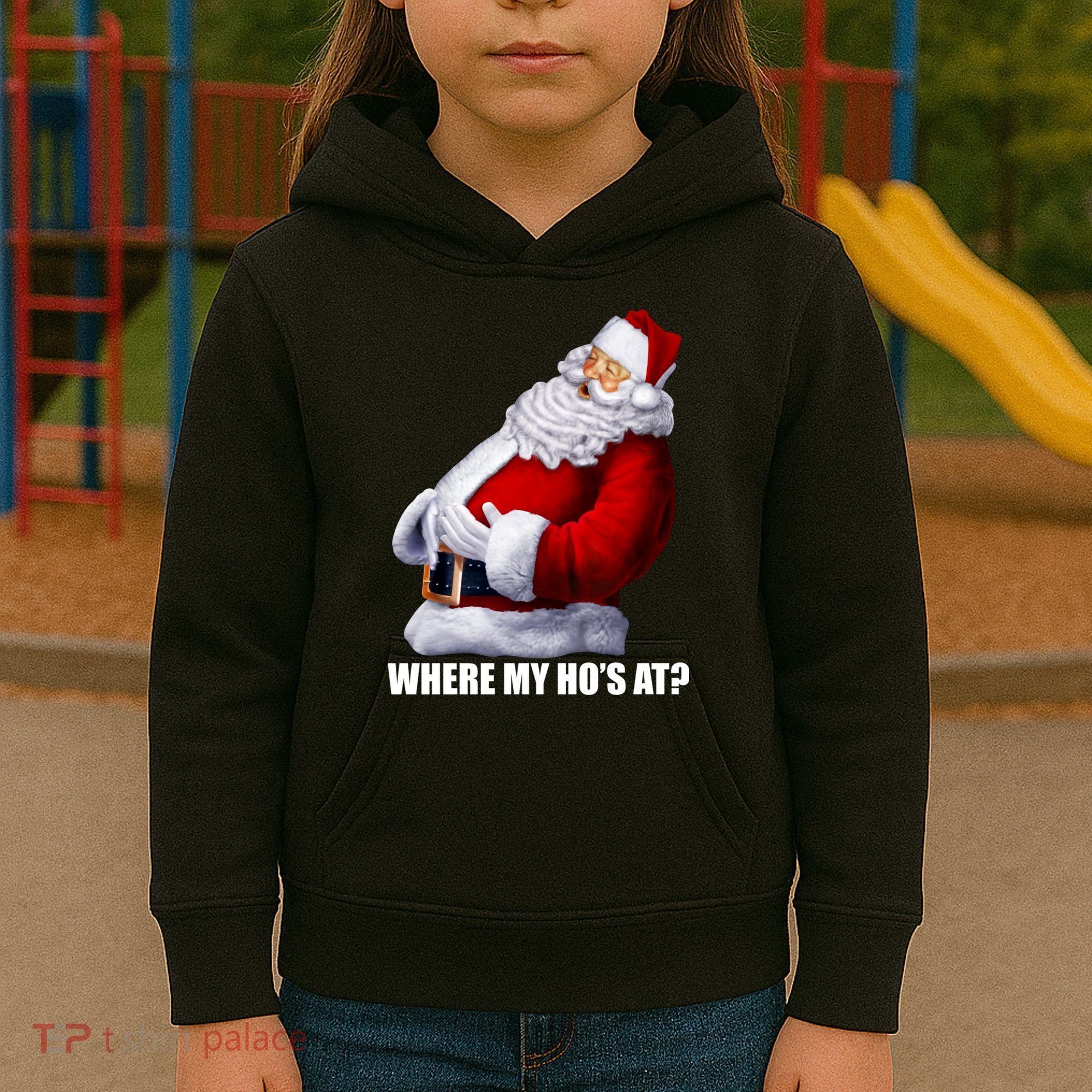 Where My Ho's At? Santa Quote Kids Hoodie