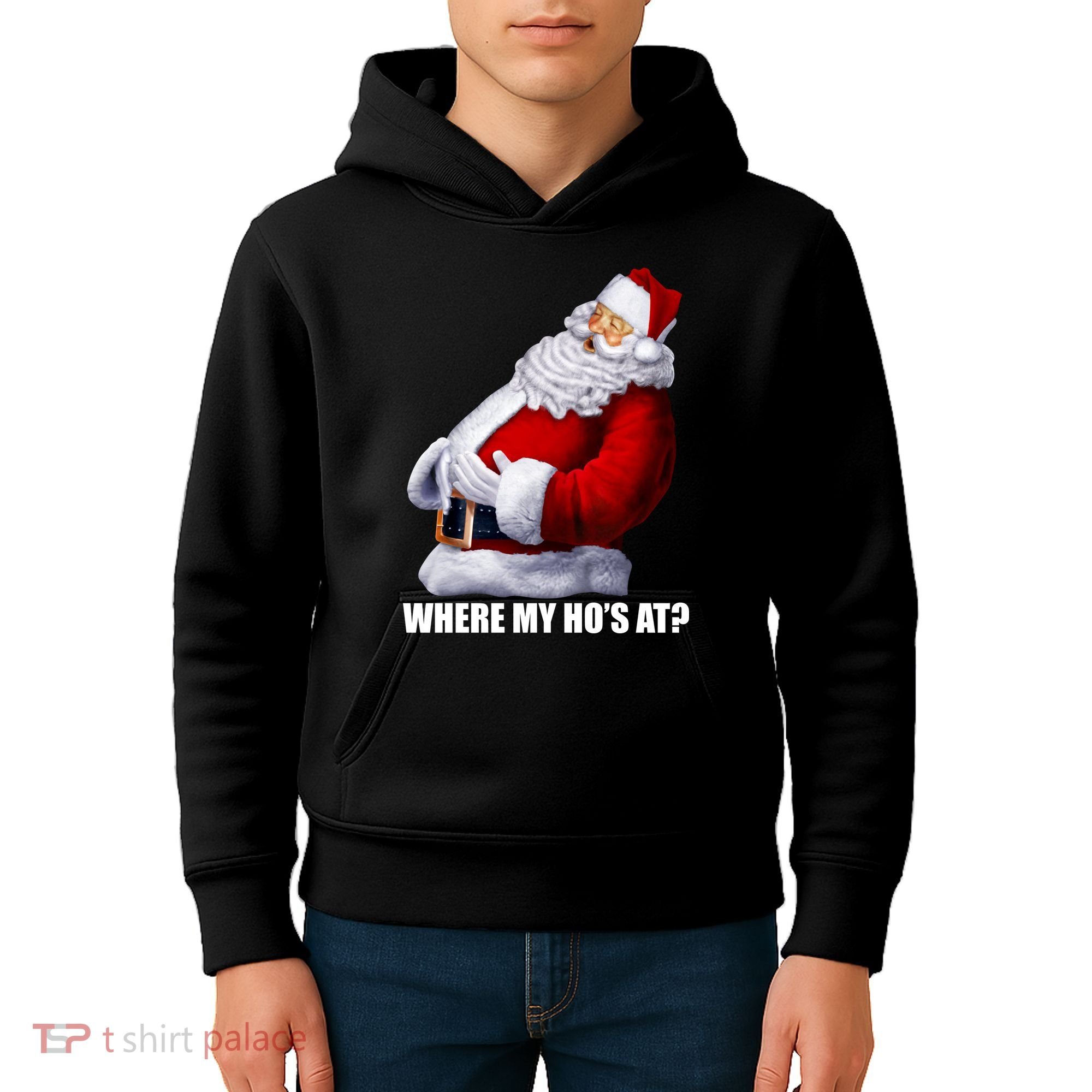 Where My Ho's At? Santa Quote Kids Hoodie