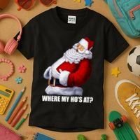 Where My Ho's At? Santa Quote Kids T-Shirt thumb 3
