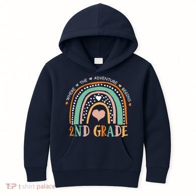 Where The Adventure Begins 2nd Grade Kids Hoodie