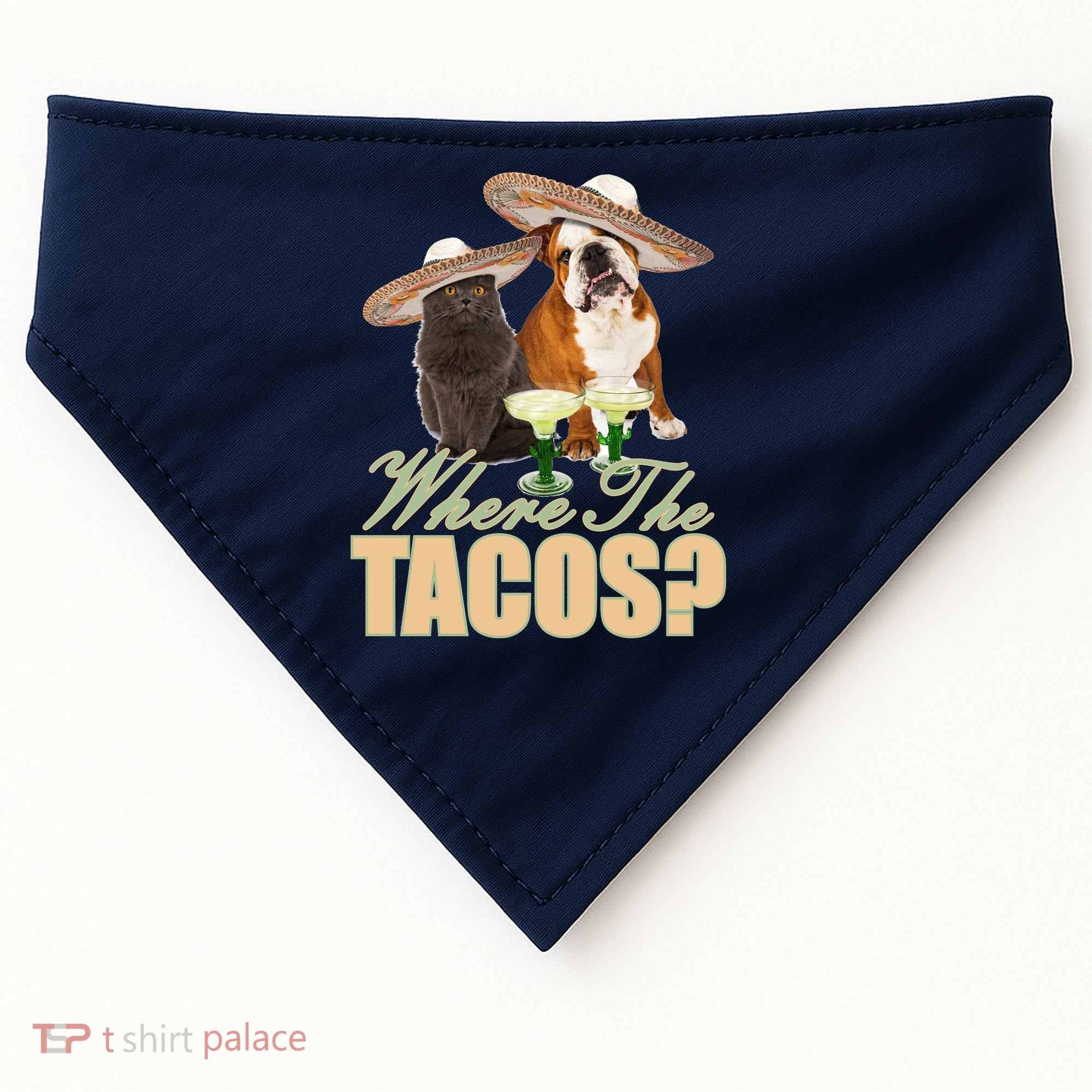 Where The Tacos? Cat Dog USA-Made Doggie Bandana