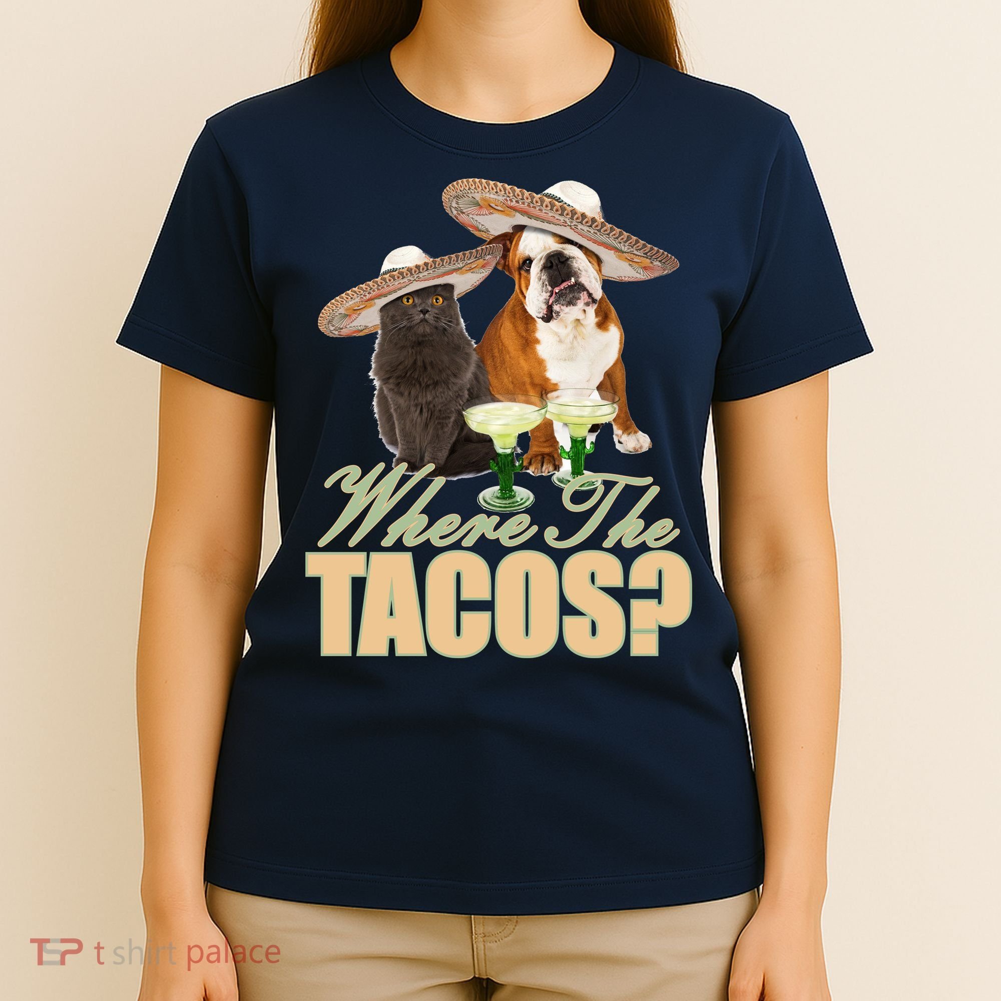 Where The Tacos? Cat Dog T-Shirt