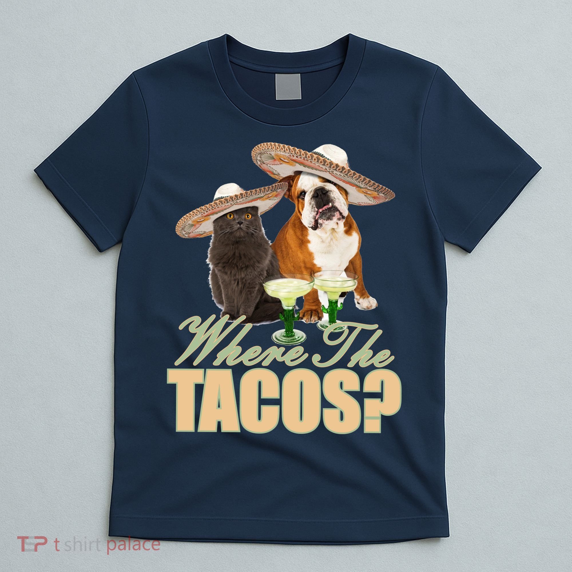 Where The Tacos? Cat Dog T-Shirt