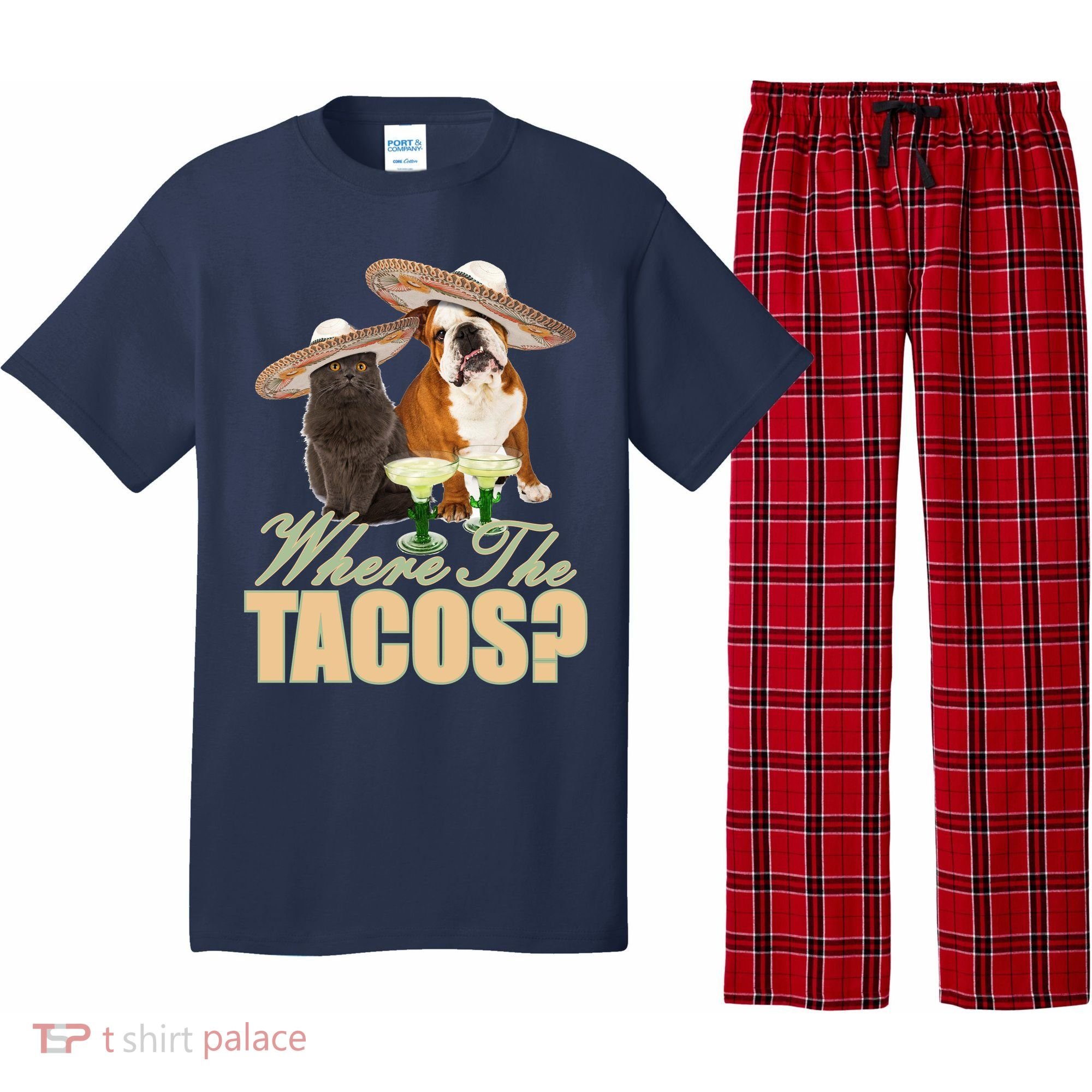 Where The Tacos? Cat Dog Pajama Set