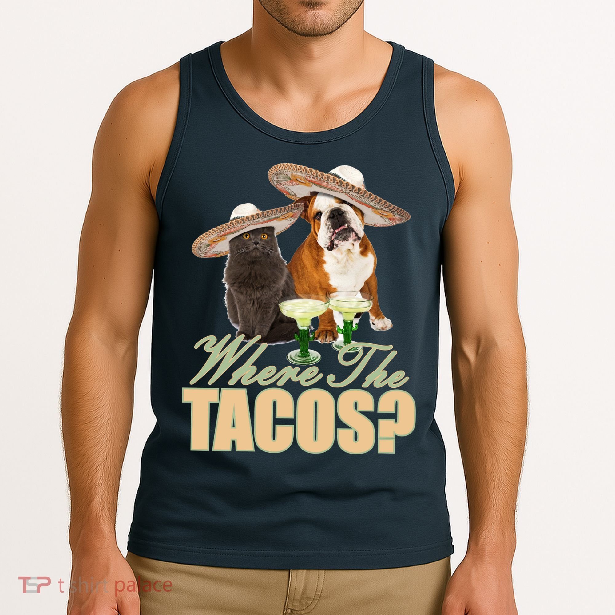 Where The Tacos? Cat Dog Tank Top