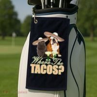 Where The Tacos? Cat Dog Golf Towel thumb 2
