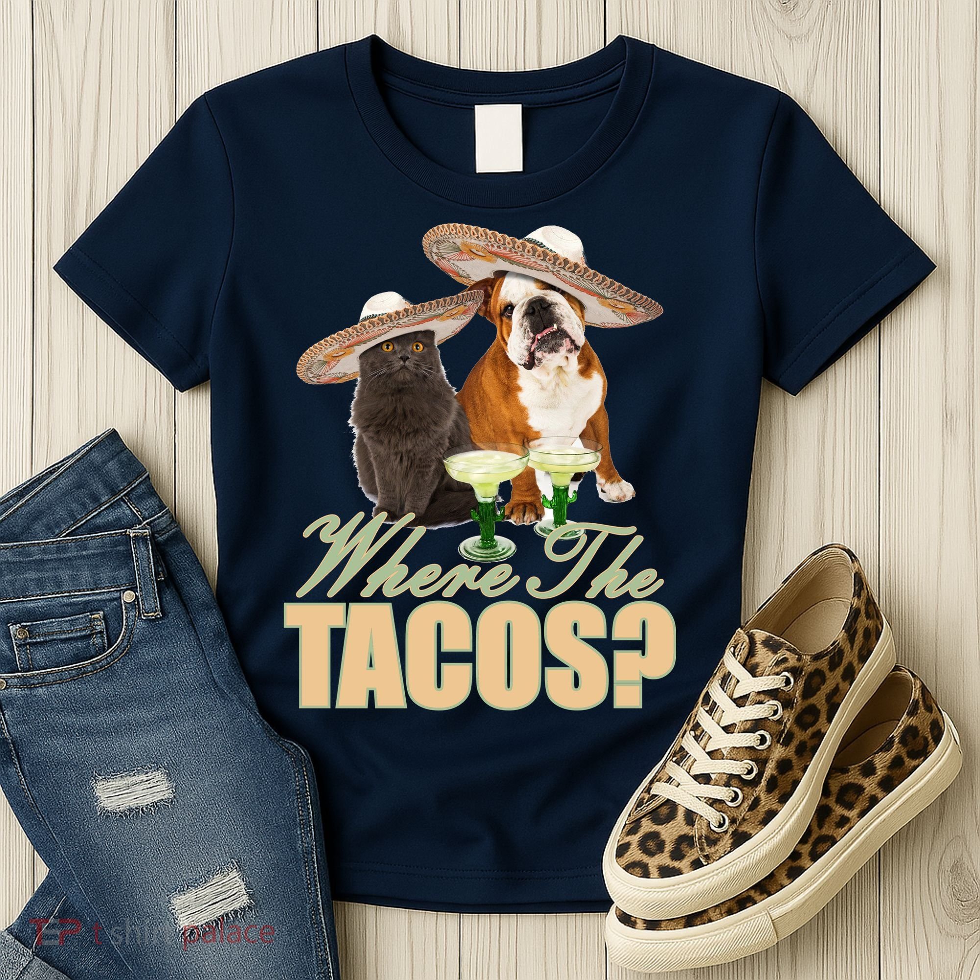 Where The Tacos? Cat Dog Women's T-Shirt