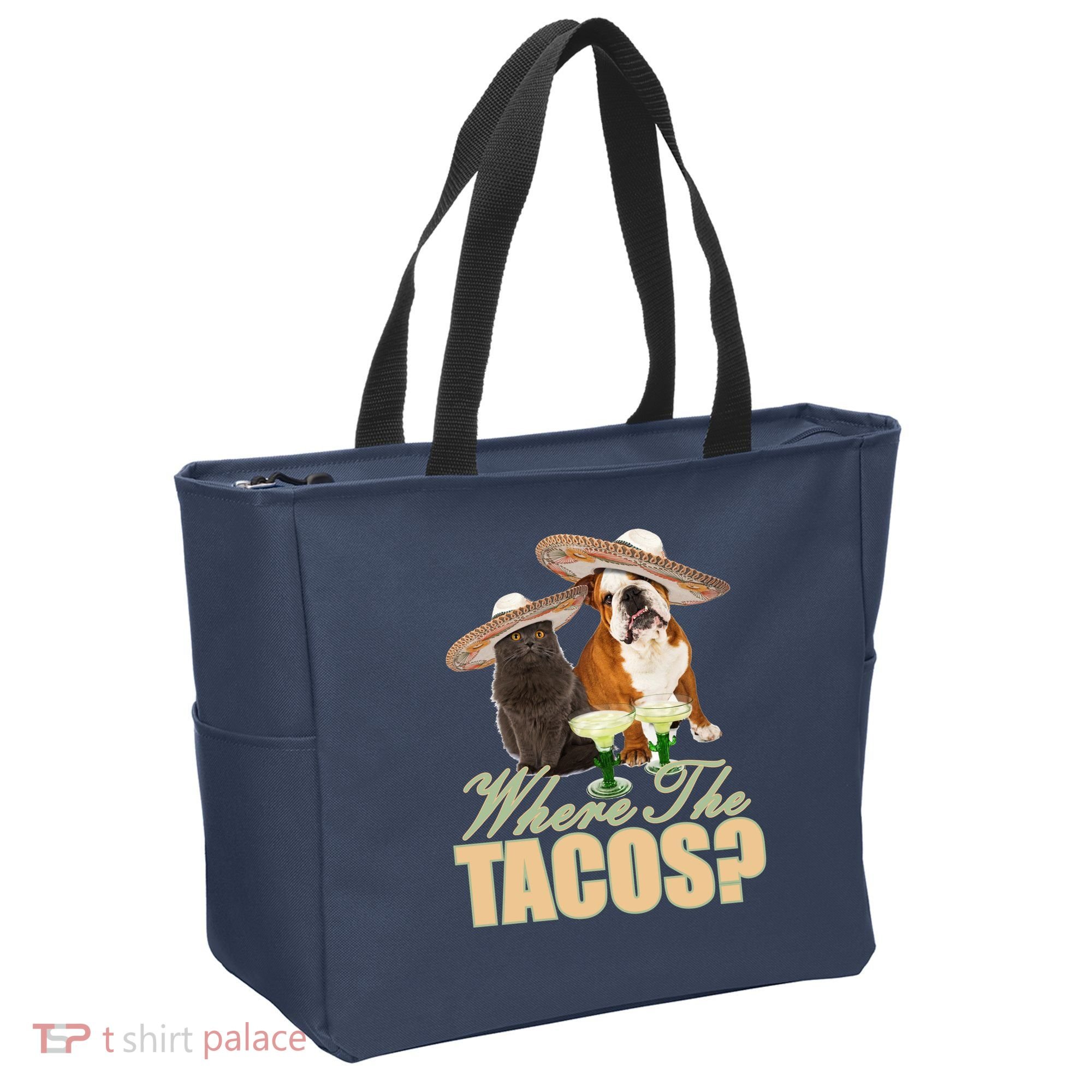 Where The Tacos? Cat Dog Tote Bag