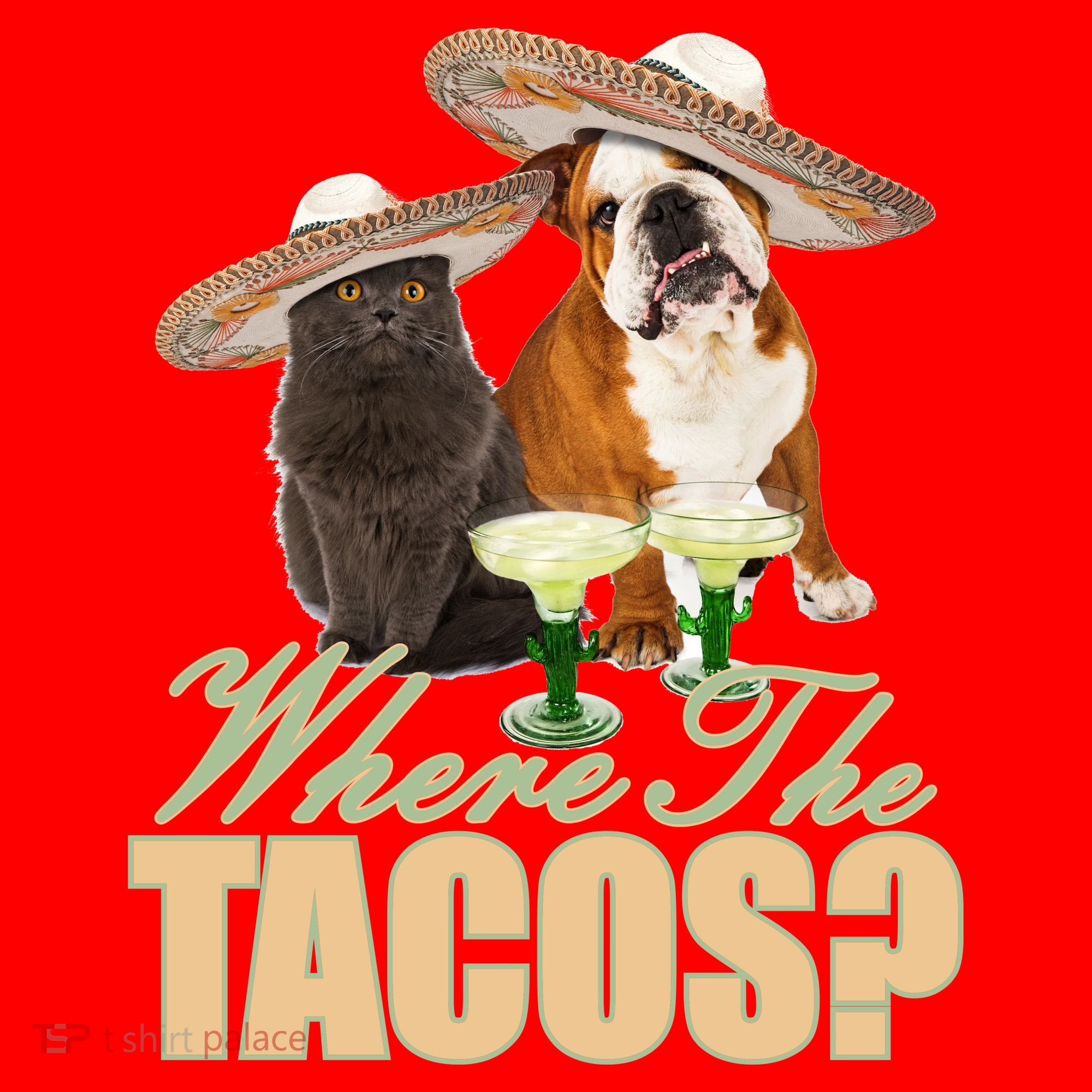Where The Tacos? Cat Dog Santa Hat