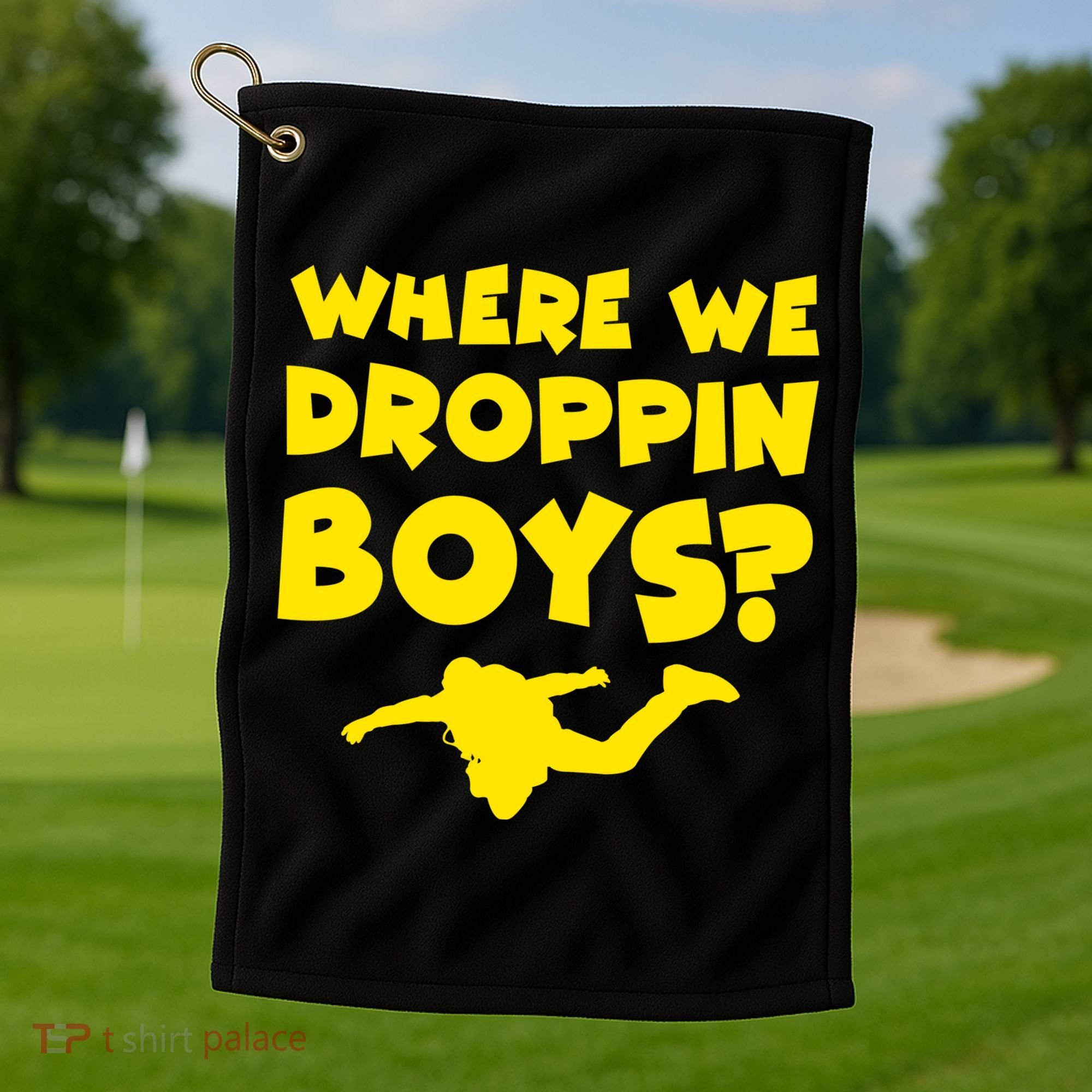Where We Droppin Boys Funny Gamer Golf Towel