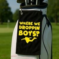 Where We Droppin Boys Funny Gamer Golf Towel thumb 2