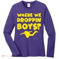 Where We Droppin Boys Funny Gamer Women's Long Sleeve Shirt thumb 0