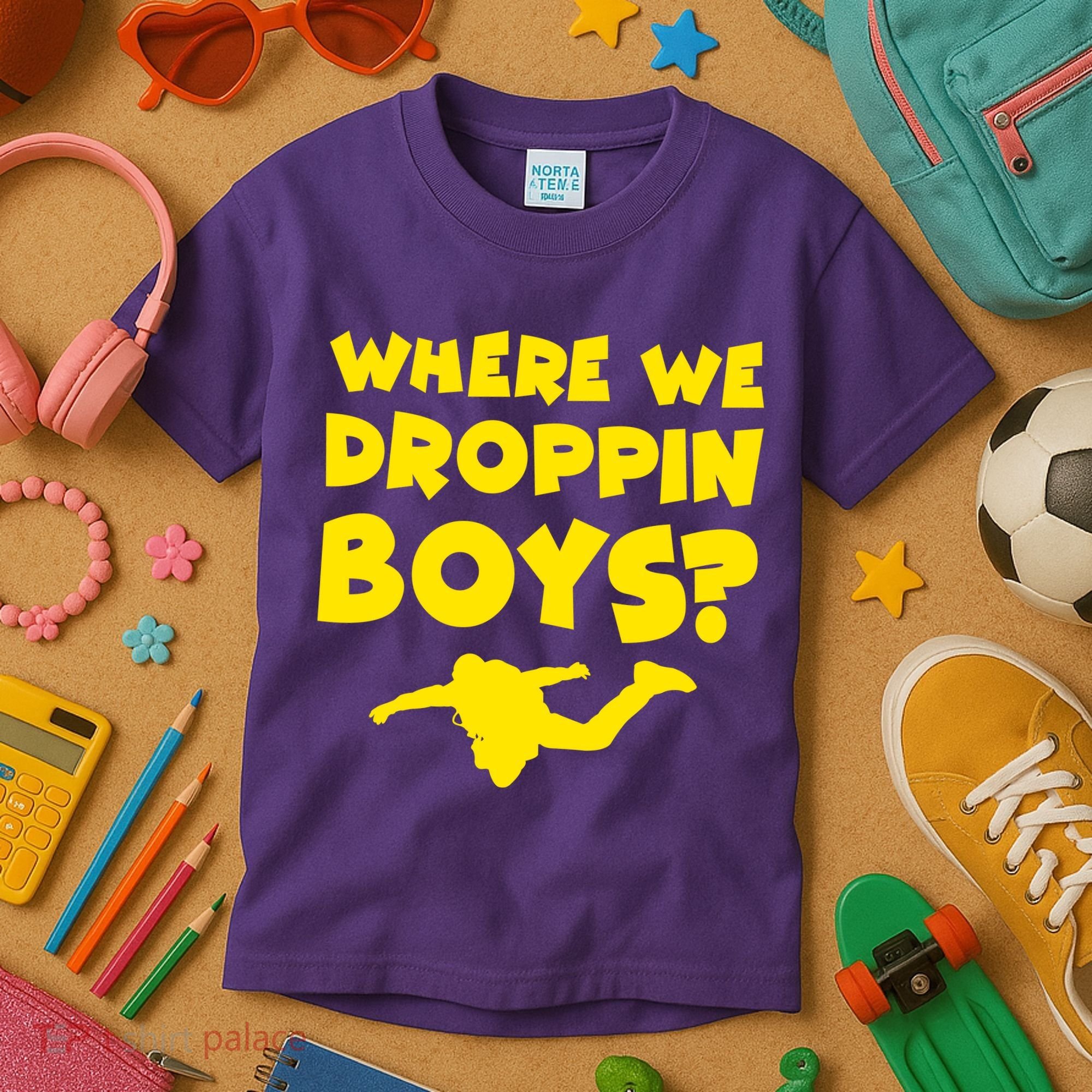 Where We Droppin Boys Funny Gamer Kids T-Shirt
