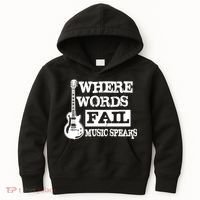 Where Words Fail Music Speaks Kids Hoodie thumb 0