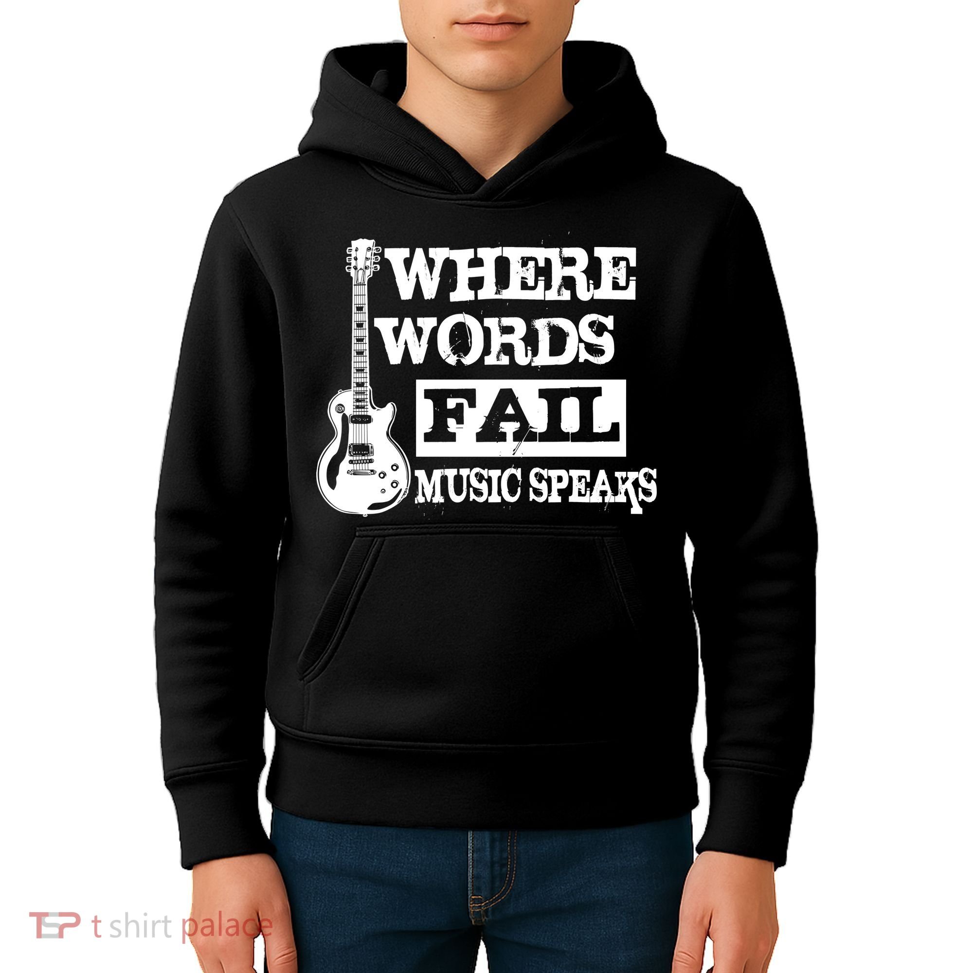 Where Words Fail Music Speaks Kids Hoodie