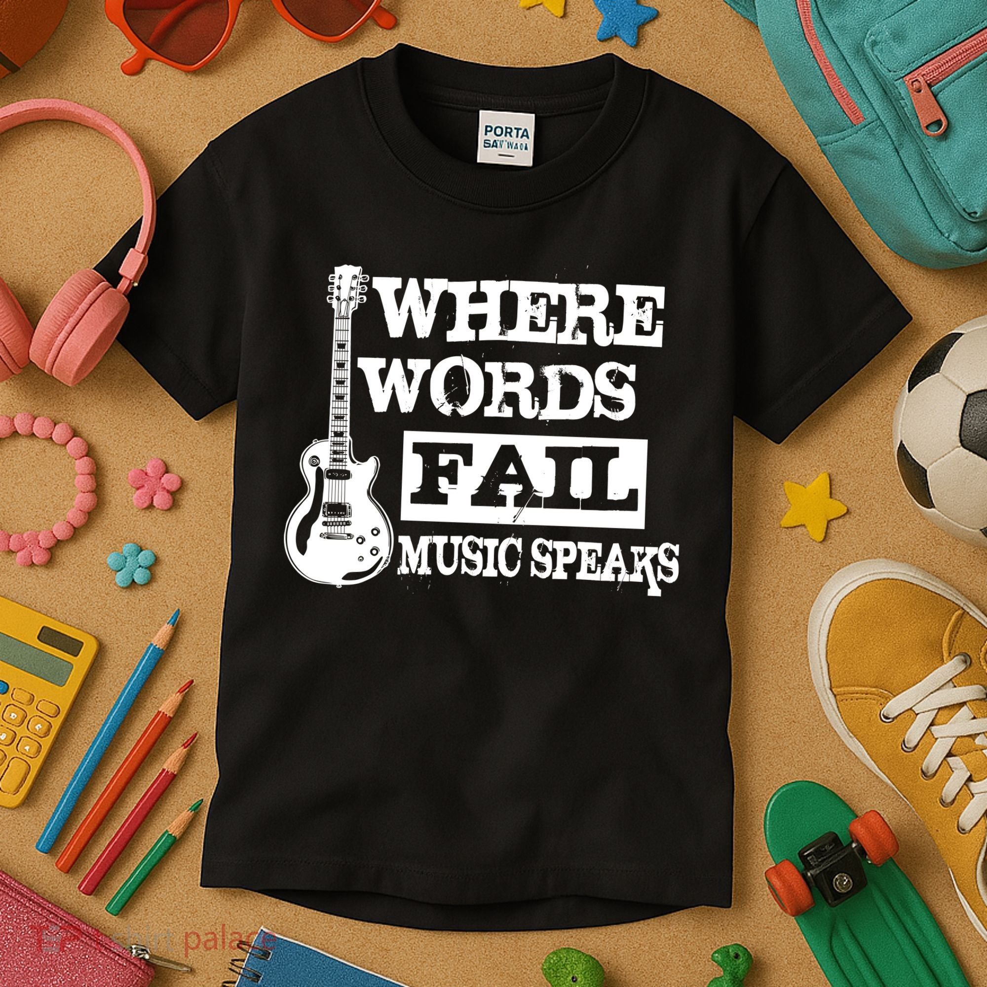 Where Words Fail Music Speaks Kids T-Shirt