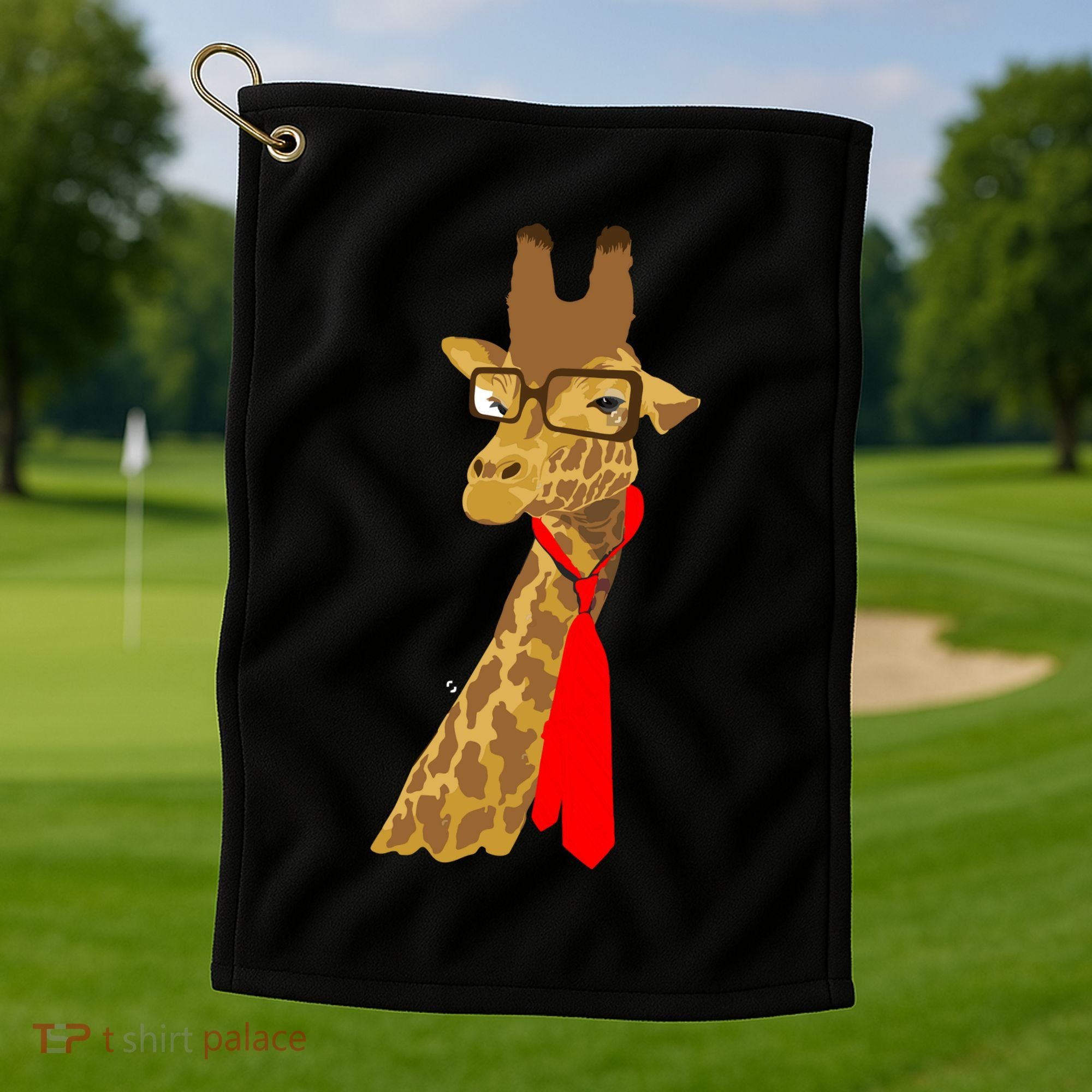 Where Would a Giraffe Wear a Tie? - Red Neck Tie Golf Towel
