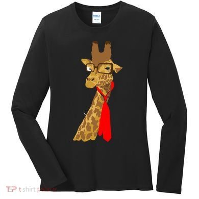 Where Would a Giraffe Wear a Tie? - Red Neck Tie Women's Long Sleeve Shirt